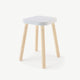 Brooklyn Hocker aus Holz in Weiß/Birke - (B)33,7 x (H)44,7 x (T)33,7 cm