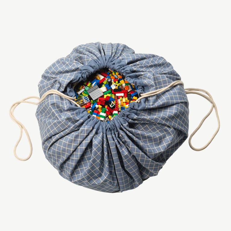 Play & Go - 2-in-1 Aufbewahrungsbeutel - Grid - Dusty Blue - 4897095301565 - littlehipstar.com