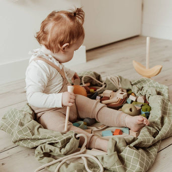 Play & Go - 2-in-1 Aufbewahrungsbeutel - Grid - Dusty Blue - 4897095301565 - littlehipstar.com
