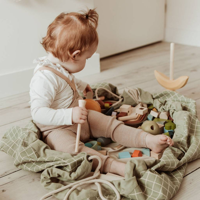 Play & Go - 2-in-1 Aufbewahrungsbeutel - Grid - Dusty Blue - 4897095301565 - littlehipstar.com