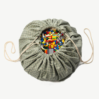 Play & Go - 2-in-1 Aufbewahrungsbeutel - Grid - Dusty Blue - 4897095301565 - littlehipstar.com