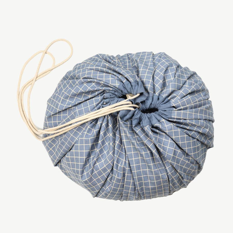 Play & Go - 2-in-1 Aufbewahrungsbeutel - Grid - Dusty Blue - 4897095301565 - littlehipstar.com