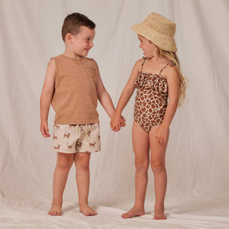 Rylee + Cru - Giraffe Spots Badeanzug in Braun - 12-18 Monate - 785708401952 - littlehipstar.com