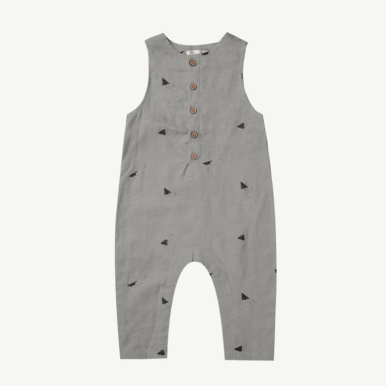 Rylee + Cru - Paper Planes Overall aus Leinen-Viskose-Mix in Grau - 3-6 Monate - 785708438385 - littlehipstar.com