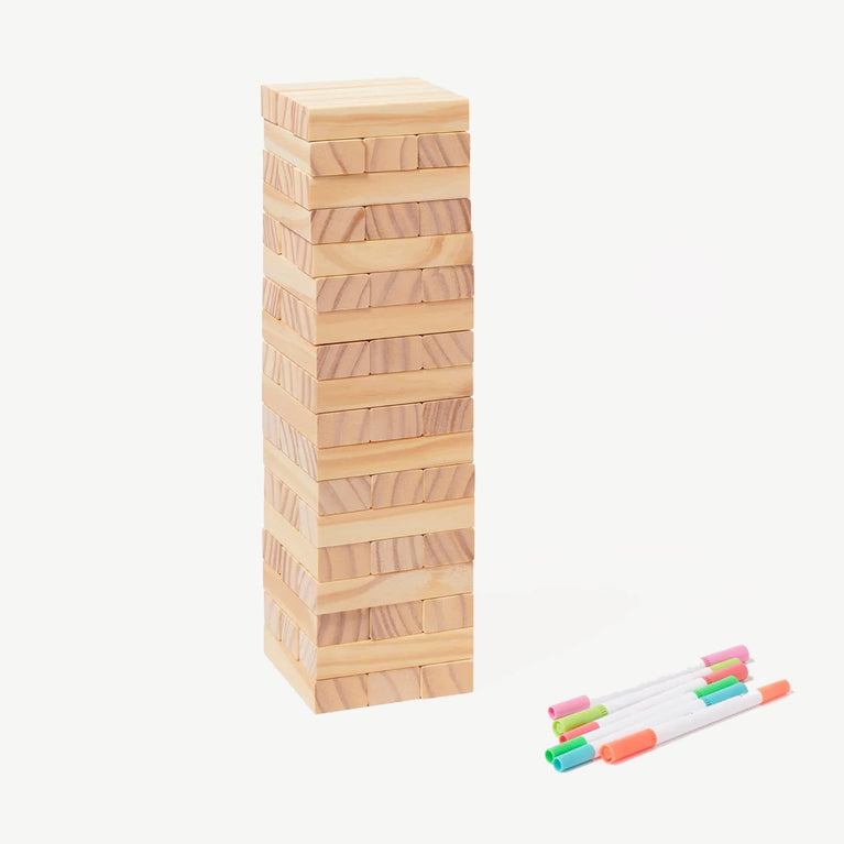 Sunnylife - Majorelle Wackelturm Geschicklichkeitsspiel aus Holz inkl. Filzstifte - 9339296059005 - littlehipstar.com