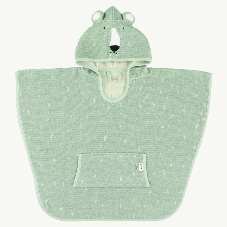Trixie - Tierdesign Badeponcho aus Bio-Baumwolle - Mr. Polar Bear in Grün - 5400858118653 - littlehipstar.com