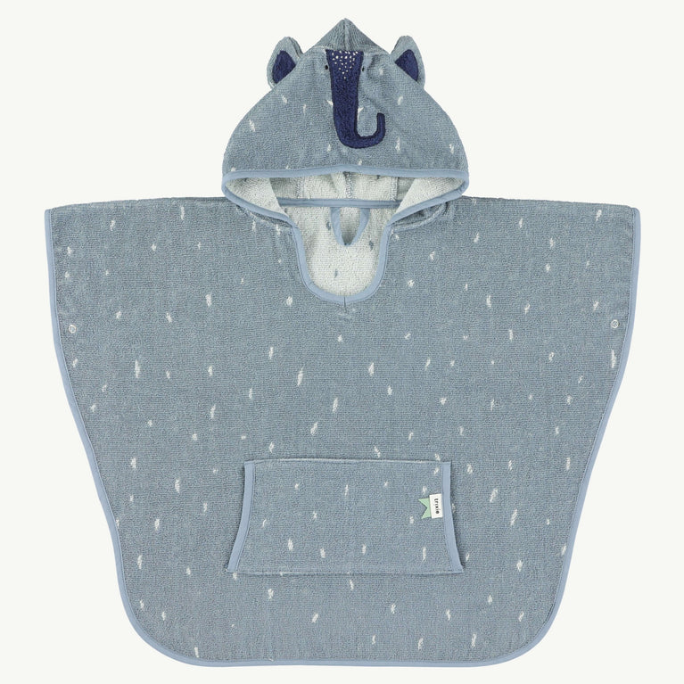 Trixie - Tierdesign Badeponcho aus Bio-Baumwolle - Mrs. Elephant in Blau - 5400858118851 - littlehipstar.com