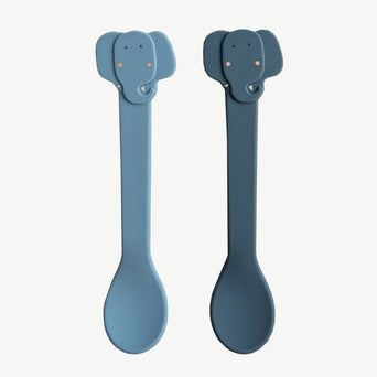 Trixie - Tierdesign Esslernlöffel aus Silikon - 2er-Set - Mrs. Elephant in Blau - 5400858966384 - littlehipstar.com