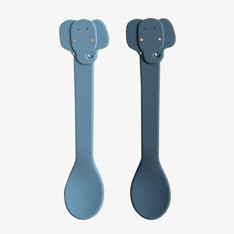 Trixie - Tierdesign Esslernlöffel aus Silikon - 2er-Set - Mrs. Elephant in Blau - 5400858966384 - littlehipstar.com