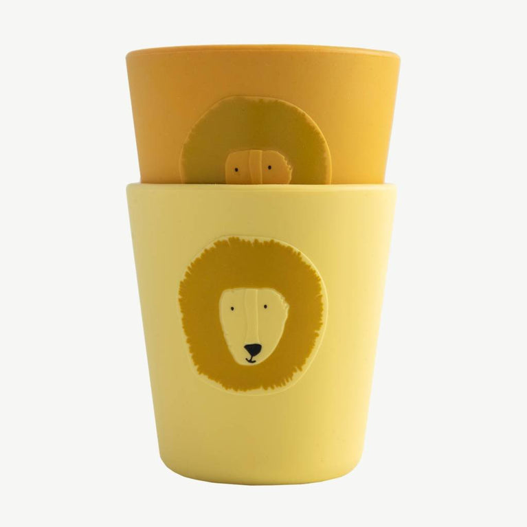Trixie - Tierdesign Kindergeschirr Becher aus Silikon - 2er-Set - Mr. Lion in Gelb - 5400858966292 - littlehipstar.com