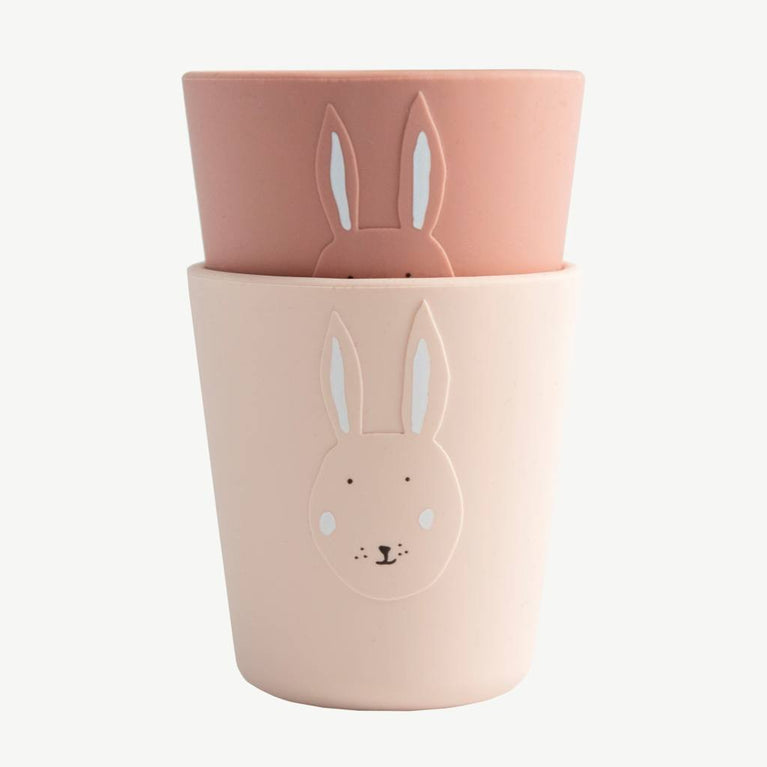 Trixie - Tierdesign Kindergeschirr Becher aus Silikon - 2er-Set - Mrs. Rabbit in Rosa - 5400858966438 - littlehipstar.com