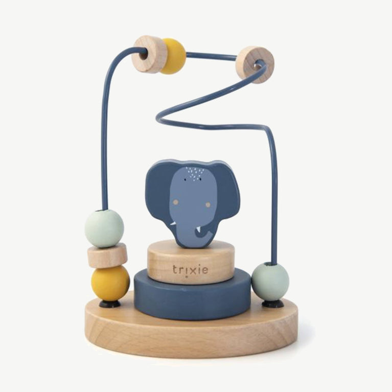 Trixie - Tierdesign Motorikschleife aus Holz - Mrs. Elephant in Blau - 5400858361493 - littlehipstar.com