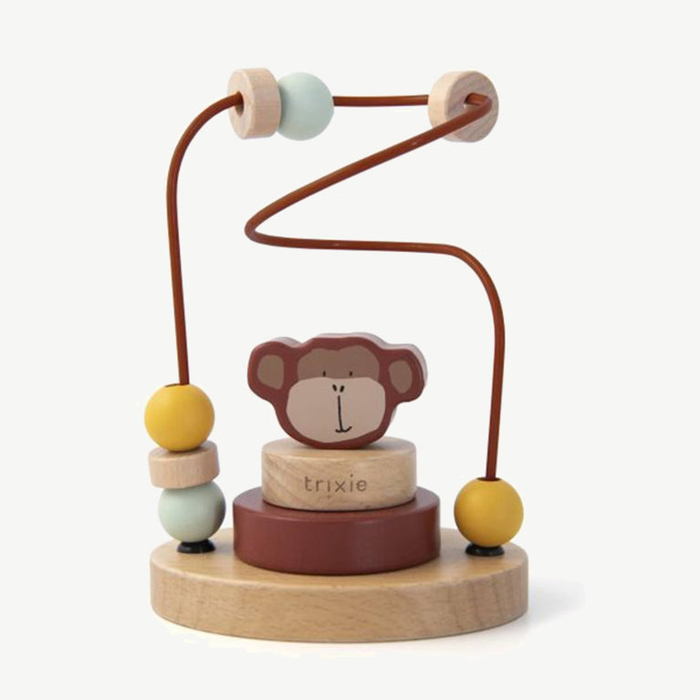 Trixie - Tierdesign Motorikschleife aus Holz - Mr. Monkey in Braun - 5400858361509 - littlehipstar.com