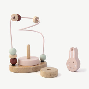 Trixie - Tierdesign Motorikschleife aus Holz - Mrs. Rabbit in Rosa - 5400858361516 - littlehipstar.com