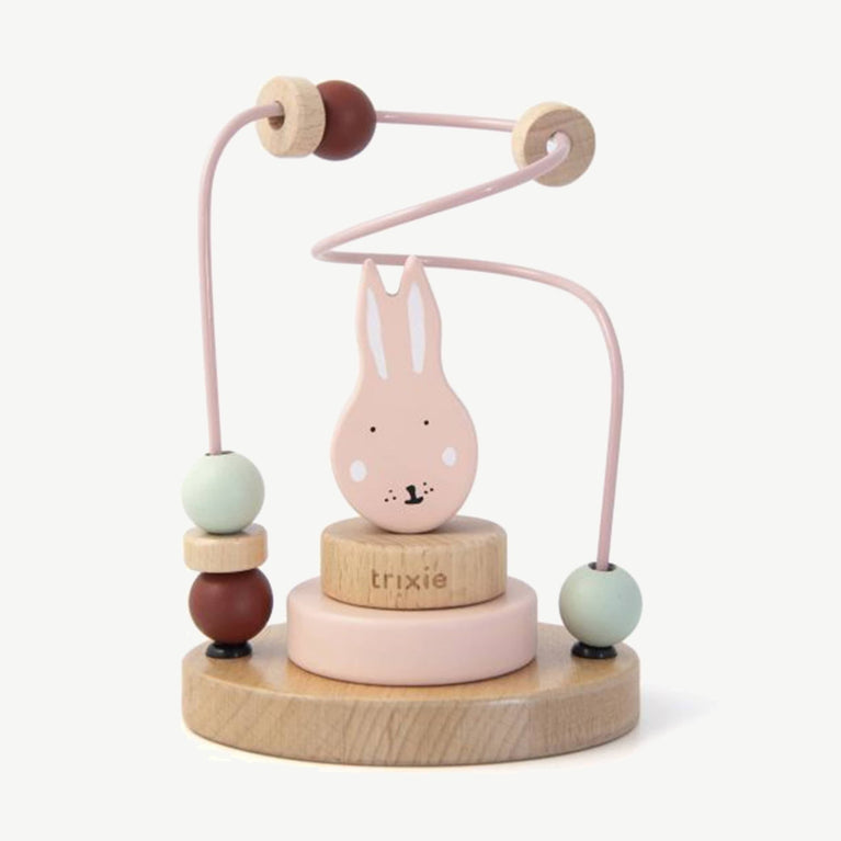 Trixie - Tierdesign Motorikschleife aus Holz - Mrs. Rabbit in Rosa - 5400858361516 - littlehipstar.com