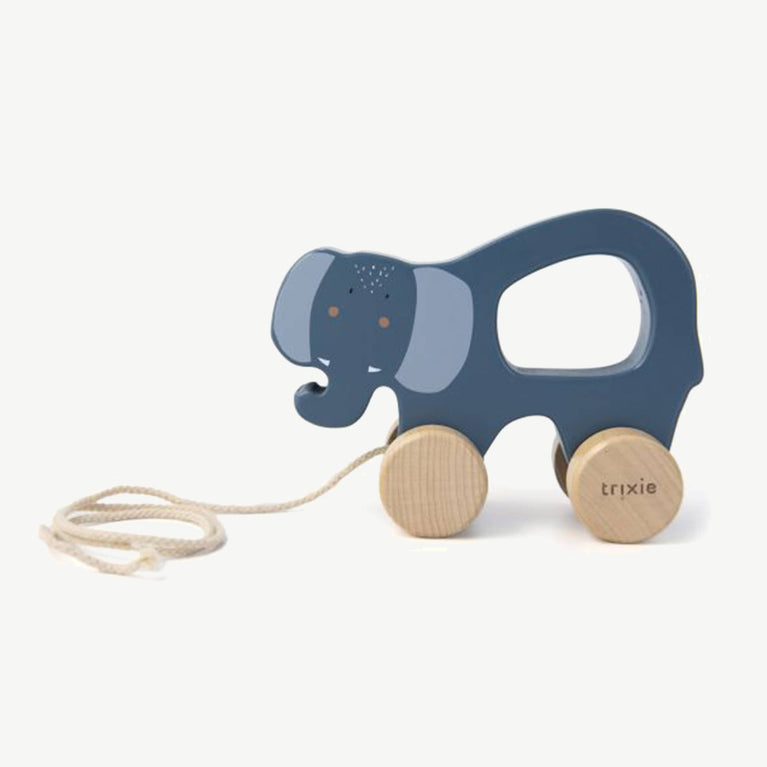 Trixie - Tierdesign Nachziehtier aus Holz - Mrs. Elephant in Blau - 5400858361783 - littlehipstar.com