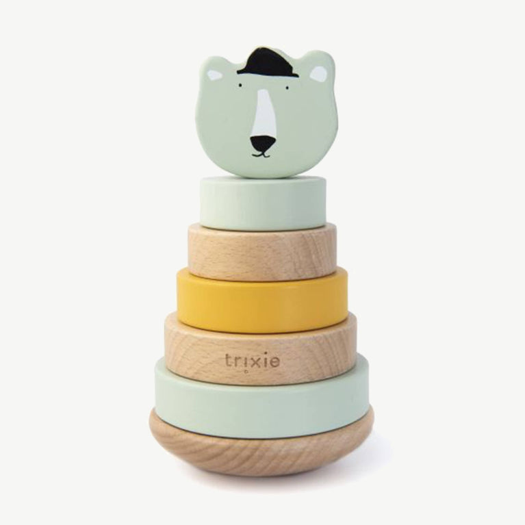 Trixie - Tierdesign Stapelspiel aus Holz - Mr. Polar Bear in Grün - 5400858361523 - littlehipstar.com