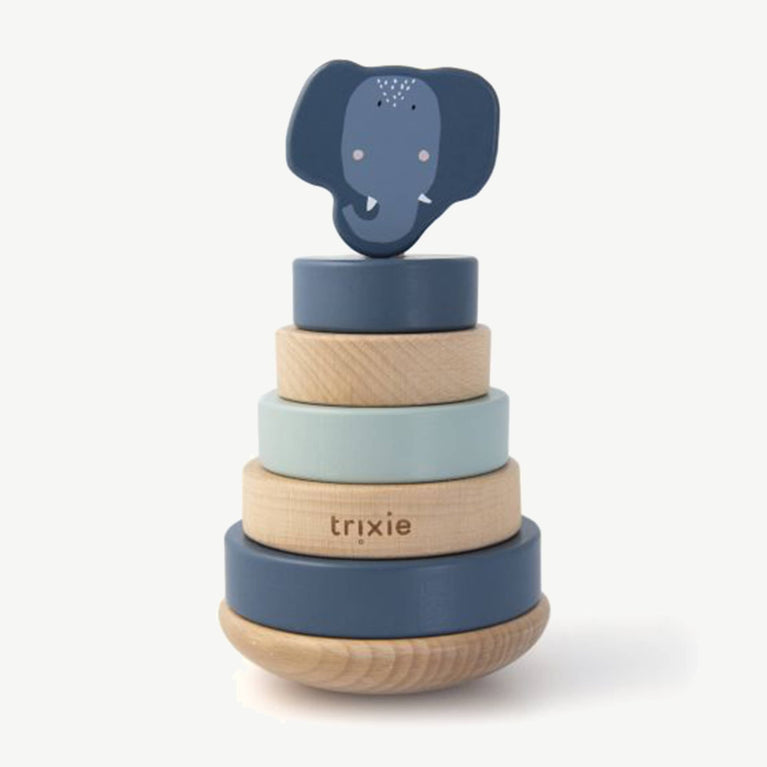 Trixie - Tierdesign Stapelspiel aus Holz - Mrs. Elephant in Blau - 5400858361547 - littlehipstar.com