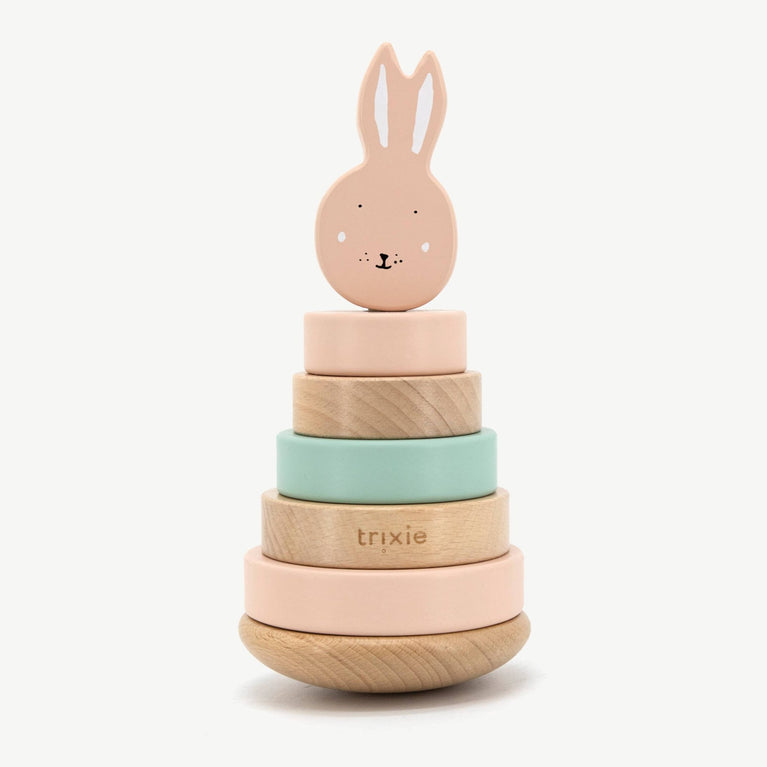 Trixie - Tierdesign Stapelspiel aus Holz - Mrs. Rabbit in Rosa - 5400858368010 - littlehipstar.com