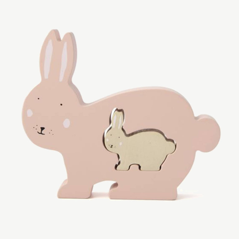 Trixie - Tierdesign Steckpuzzle aus Holz - Mrs. Rabbit in Rosa - 5400858361738 - littlehipstar.com