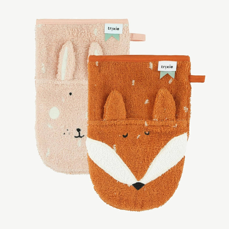 Trixie - Tierdesign Waschlappen aus Bio-Baumwolle - 2er-Set - Mr. Dog - 5400858117212 - littlehipstar.com