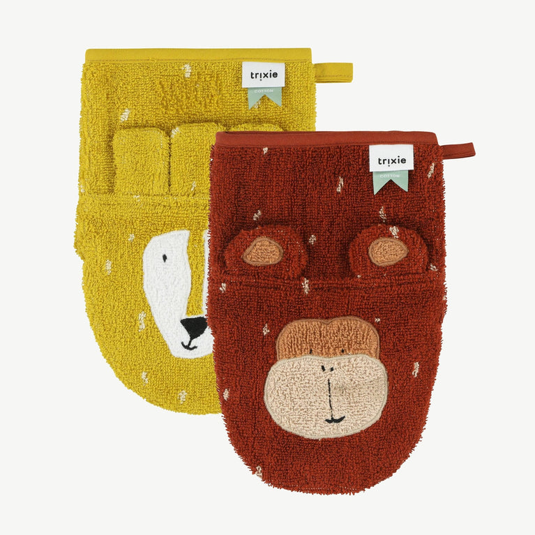 Trixie - Tierdesign Waschlappen aus Bio-Baumwolle - 2er-Set - Mr. Dog - 5400858117212 - littlehipstar.com