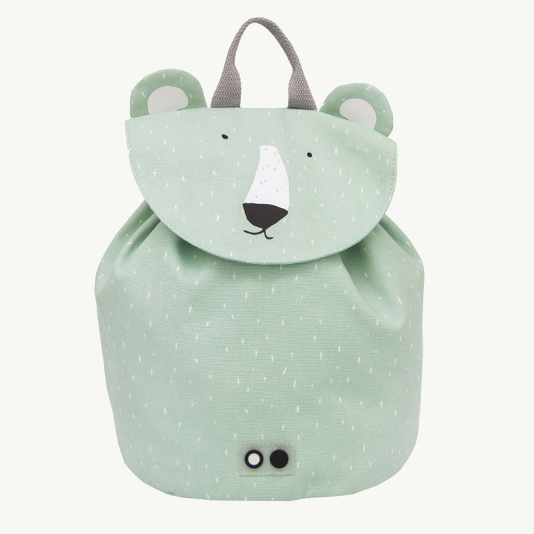 Trixie - Tierdesign Wasserabweisender Mini-Rucksack aus Bio-Baumwolle - Mr. Polar Bear in Grün - 5400858862020 - littlehipstar.com