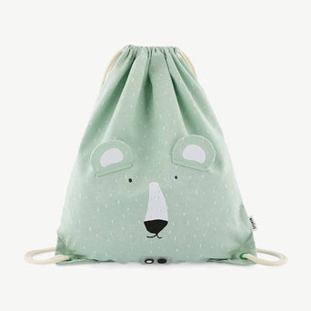 Trixie - Tierdesign Wasserabweisender Turnbeutel aus Baumwolle - Mr. Polar Bear in Grün - 5400858192028 - littlehipstar.com