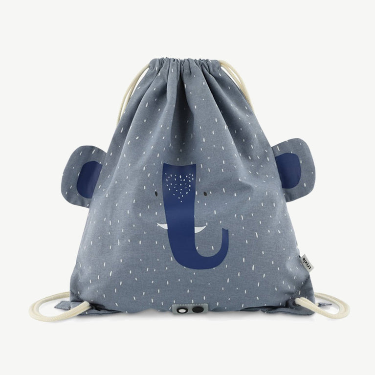 Trixie - Tierdesign Wasserabweisender Turnbeutel aus Baumwolle - Mrs. Elephant in Blau - 5400858192141 - littlehipstar.com