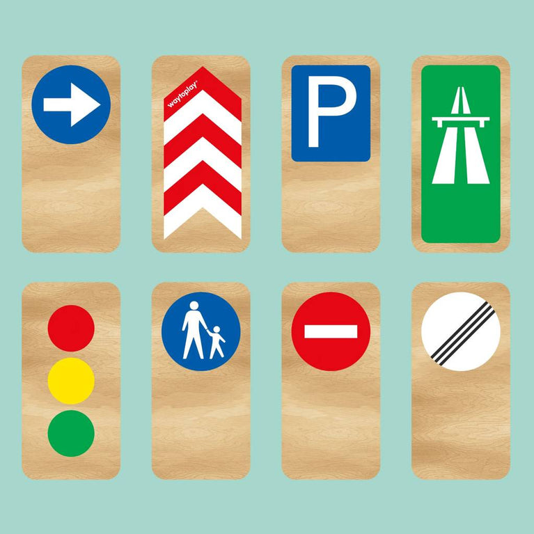 waytoplay - Zubehör: Verkehrszeichen aus Holz - 8 Stück - 8720387266173 - littlehipstar.com